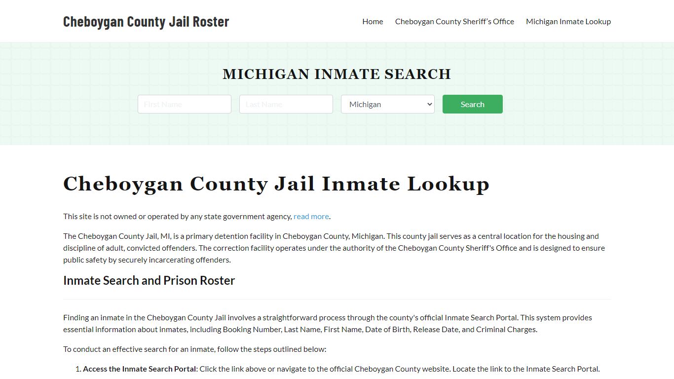 Cheboygan County Jail Roster Lookup, MI, Inmate Search